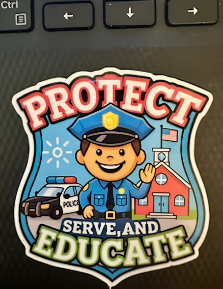 Law Enforcement Teacher Waterproof Vinyl Sticker – “Protect, Serve, and Educate”