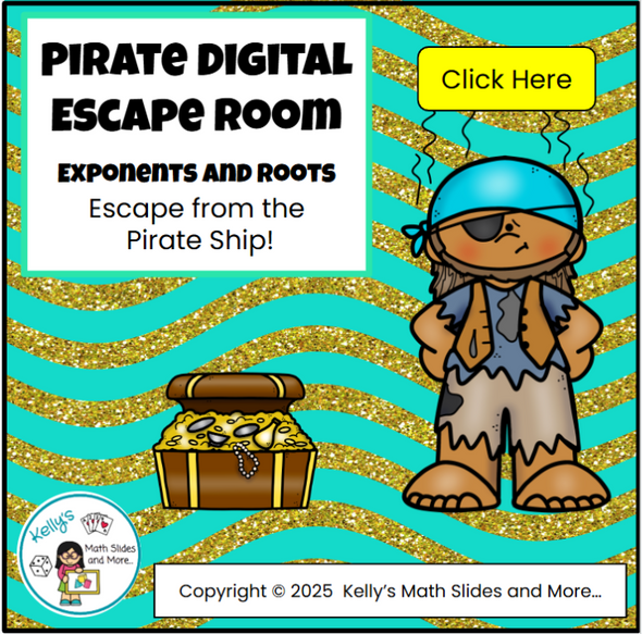 Pirate-Themed Digital Escape Room - 8th Grade Exponents and Roots 