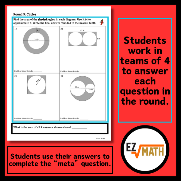 Circumference & Area of Circles Group Review Activity | Grade 7 Math