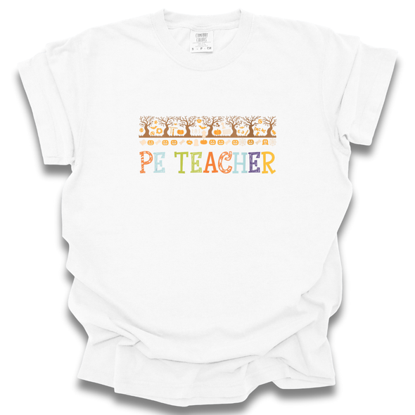 Fall Theme PE Teacher Comfort Colors T-Shirt