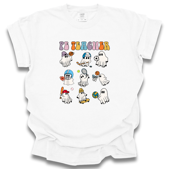 Groovy PE Teacher Sporty Ghosts Comfort Colors T-Shirt