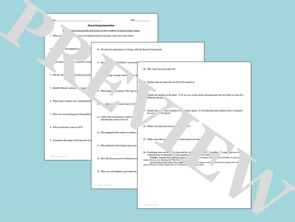 The Annexation of Hawaii Activity Video Guide Analysis