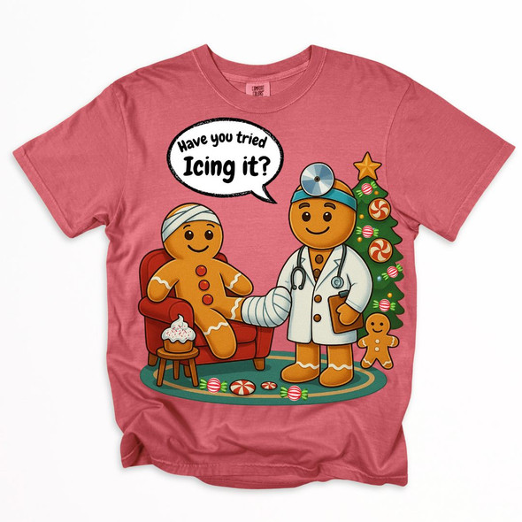 Gingerbread "Have you tried Icing It" Shirt on Comfort Colors