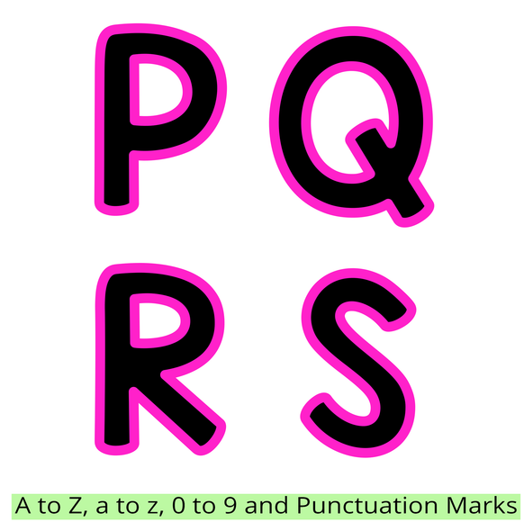 Printable Black and Bright Bulletin Board Letters, Vibrant Alphabet Letters