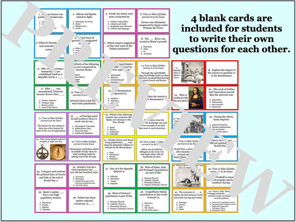 Southern Europe History and Modern Day Life Task Cards Activity