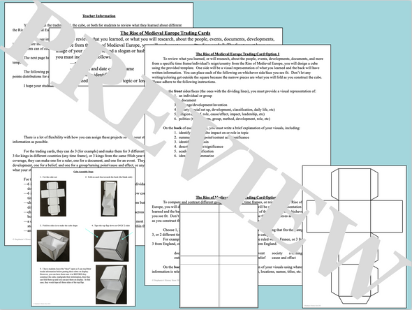 The Rise of Medieval Europe Activity Review Projects