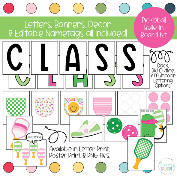 Pickleball - March Bulletin Board Kit by Creatively Taught Pickleball - March Bulletin Board Kit by Creatively Taught