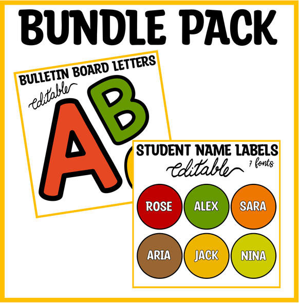  Boho Bright Fall Student Nametags, Autumn Letters Bundle Pack, Name Stickers