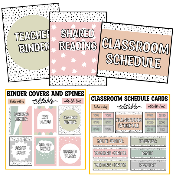 Printable Calm Colors Classroom Decor Bundle Pack, Spotty Classroom Labels