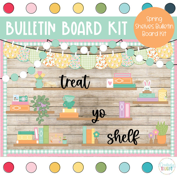 Spring Bookshelves - March & April Bulletin Board Kit by Creatively Taught Spring Bookshelves - March & April Bulletin Board Kit by Creatively Taught