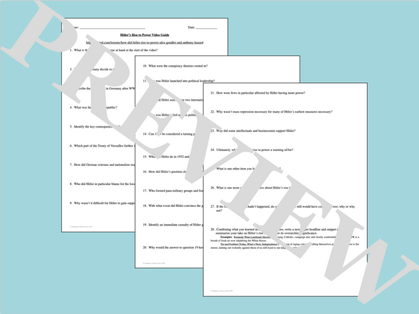 Hitler's Rise to Power Activity Video Guide Analysis