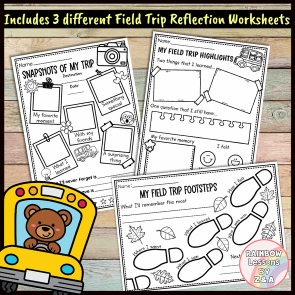 Field Trip Reflection Worksheets | Field Trip Coloring Pages | Reflection Book