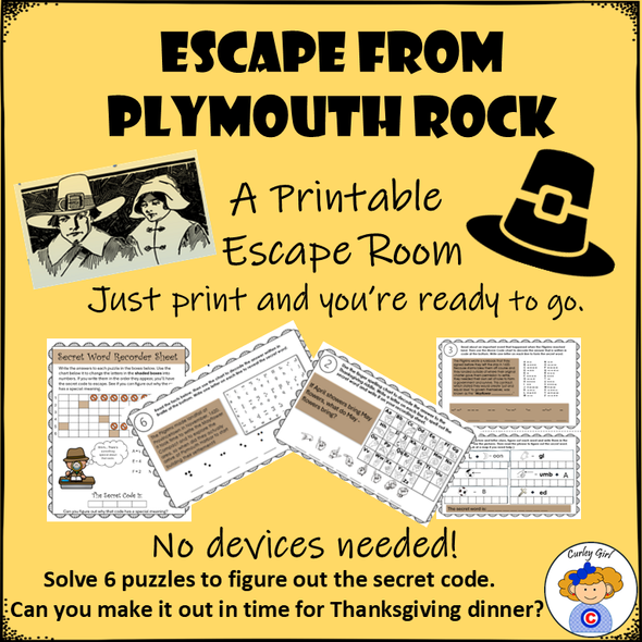 Escape from Plymouth Rock Printable Thanksgiving Escape Room