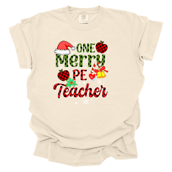 One Merry PE Teacher - Comfort Colors T-Shirt