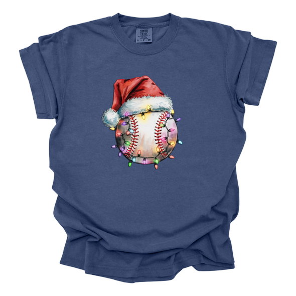 Baseball in Christmas Lights - Comfort Colors T-shirt 