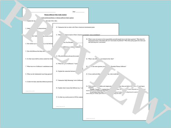 President Thomas Jefferson Activity Legacy Debate Video Guide