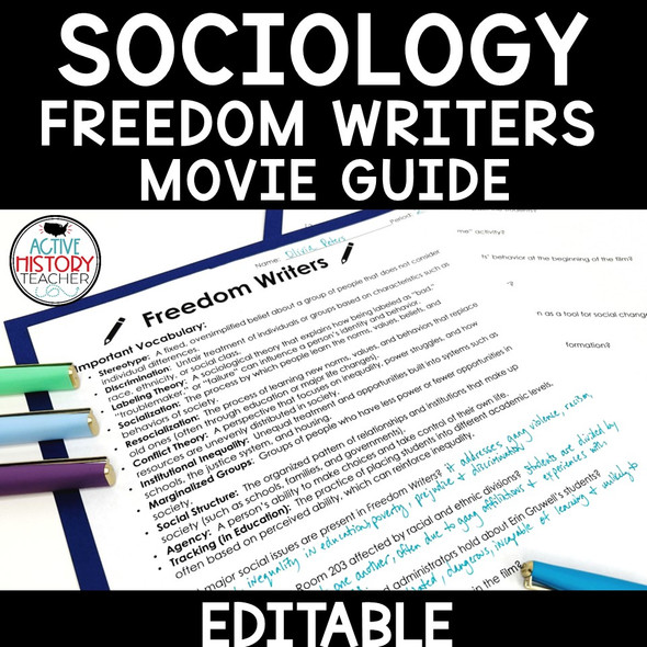 Sociology Freedom Writers Movie Guide No Prep Video Guide Sub Plans Conflict Theory