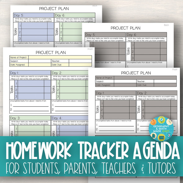 Weekly Project Agenda Tracker For Students, Parents, Teachers, Tutors