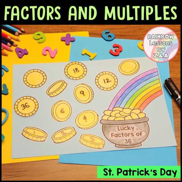 St Patricks Day Math Craft | Factors and Multiples Game | Math Centers Activity