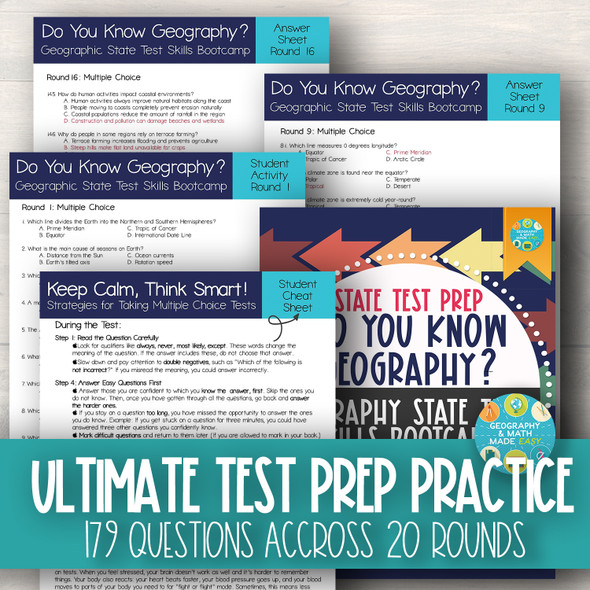 Ultimate Geography Test Prep: 179 Questions, 20 Rounds of Practice, Test-Taking