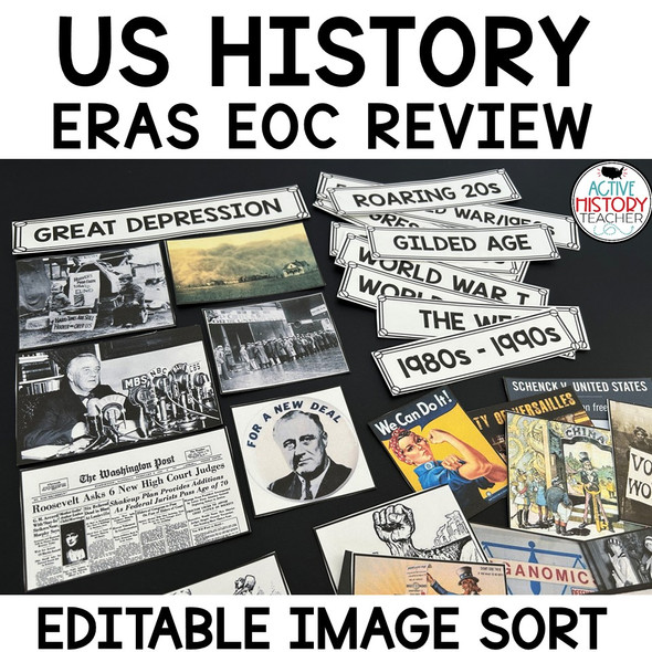 US History EOC Review Activity Eras Picture Sort STAAR 11th Test Prep Hands-On