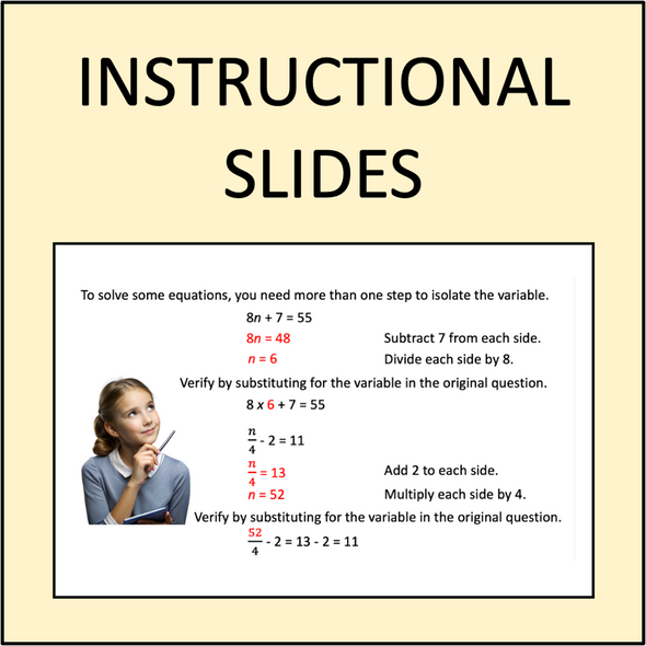 Algebra - instructions and practice