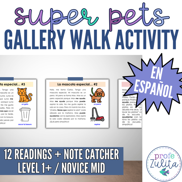 12 Animals & Chores Readings - Quehaceres & House Spanish Gallery Walk Activity