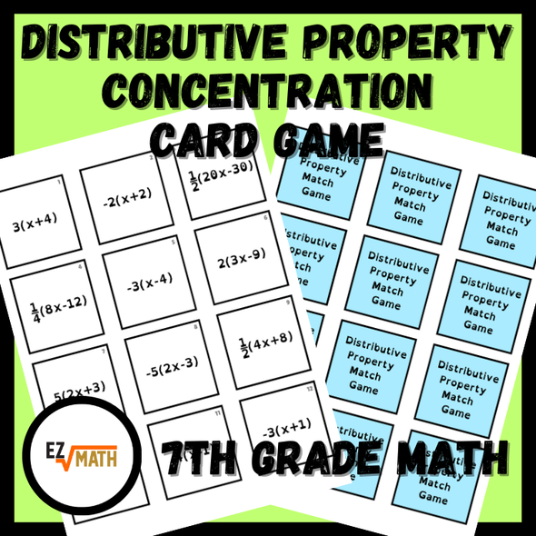 Distributive Property Concentration Card Match Game | 7th Grade Math Activity