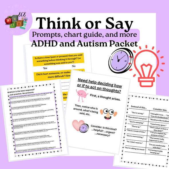 Think It or Say It? Social Skills Packet for ADHD & Autism