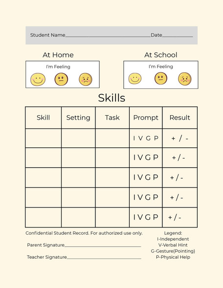 "Little Steps" Planner for Home and school data collection