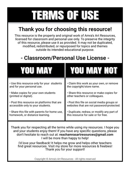 Terms of Use (TOU) Amra's Art Resources