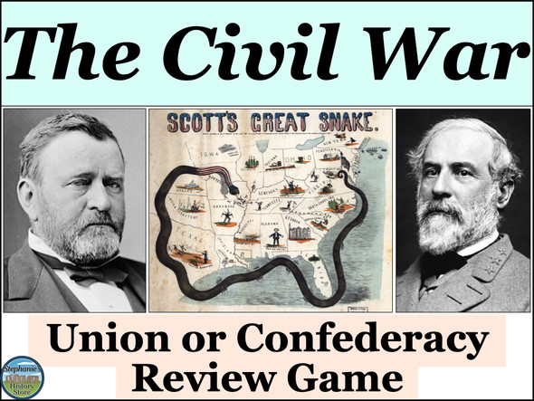 The Civil War Review Game Union or Confederacy Activity