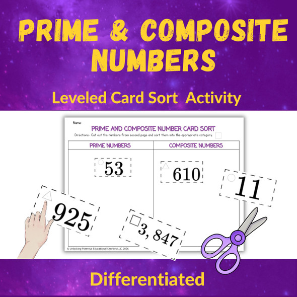 Prime & Composite Numbers Card Sort | Differentiated Math Activity | Grades 4–6