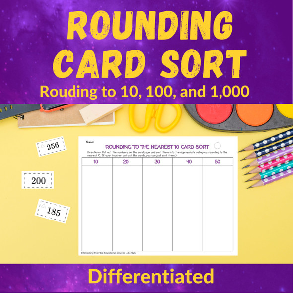 Rounding Card Sort for 2nd & 3rd Grade | Round to Nearest 10, 100, 1,000
