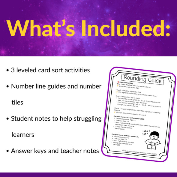 Rounding Card Sort for 2nd & 3rd Grade | Round to Nearest 10, 100, 1,000