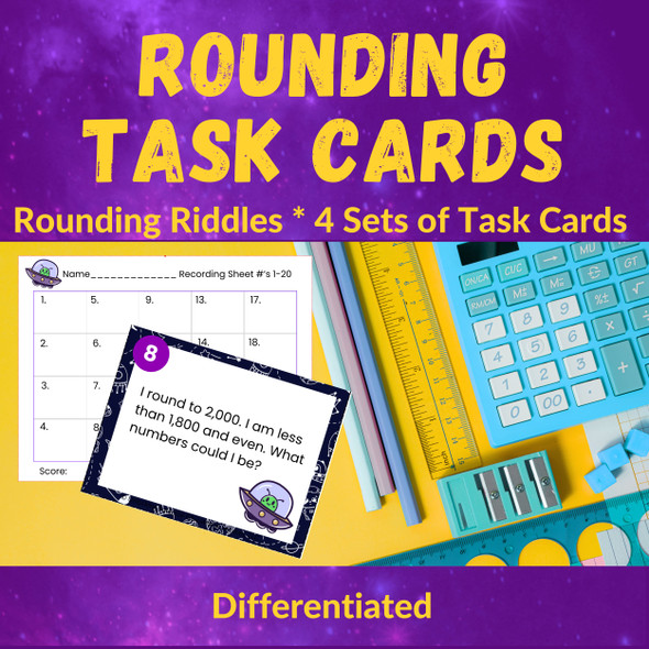 Rounding Task Card Word Problem Riddles 2nd Grade 3rd Grade | Nearest 10 100 100