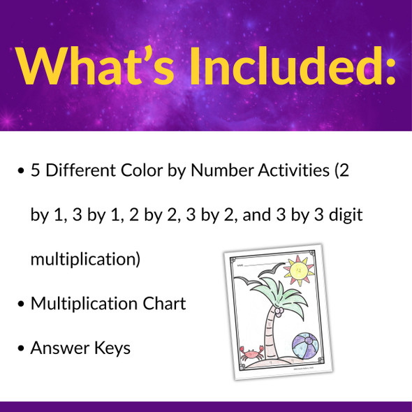 Leveled Multi-Digit Multiplication Color by Number Activities | 3rd 4th 5th