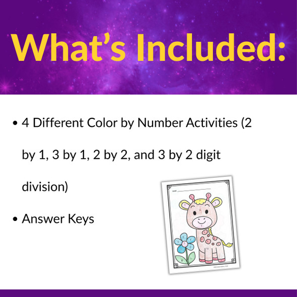 Long Division with Remainders Color by Number | 4th- 5th Grade Math Activities