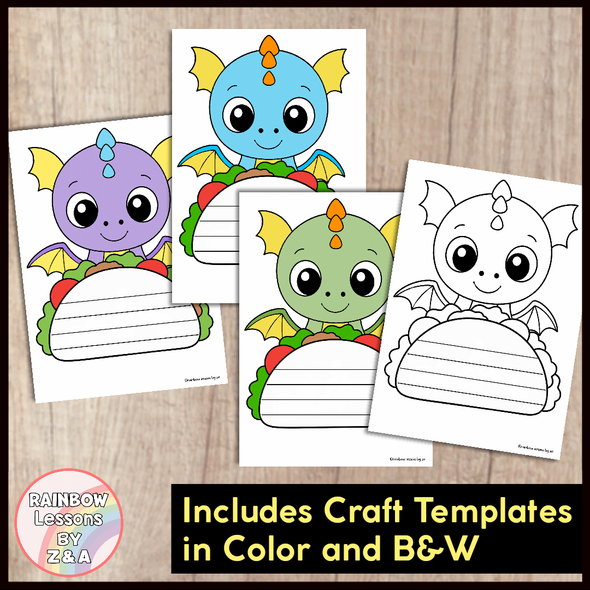 Dragons Love Tacos Writing Craft | Dragons Love Tacos Color Page | Dragon Craft