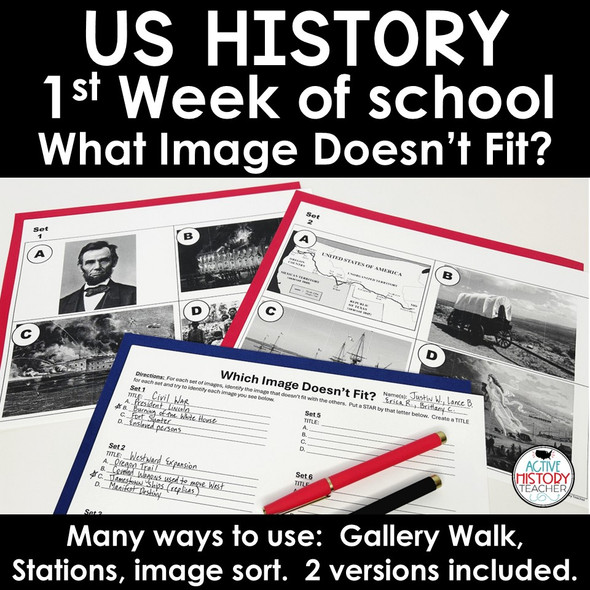 1st Day of School Activity US History Class Introduction Activity 8th Grade