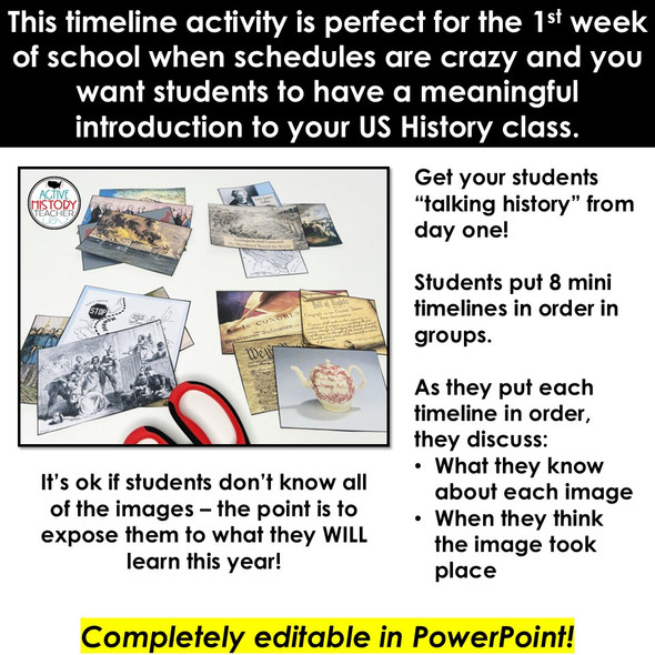 1st Day of School Activity US History Timeline Activity Class Introduction 8th