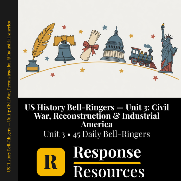 US History Bell Ringers Unit 3 - 45 Daily Warm-Ups (Grades 6-8)