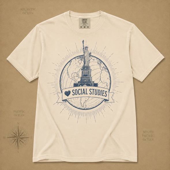 I Heart Social Studies Shirt - Comfort Colors and Next Level 