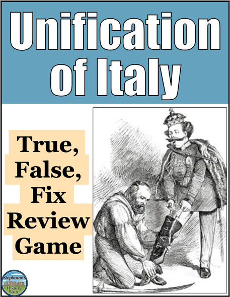 The Unification of Italy Activity True False Fix Review Game