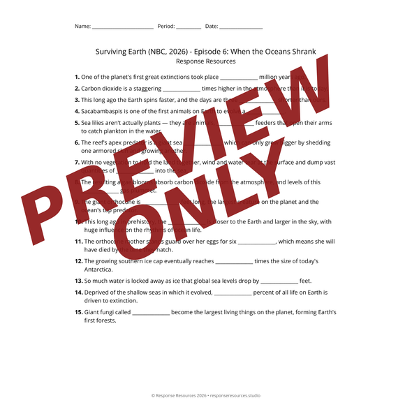 Surviving Earth NBC Ep 6 When the Oceans Shrank Video Worksheet + Google Forms