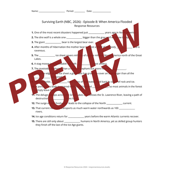 Surviving Earth NBC Ep 8 When America Flooded Video Worksheet + Google Forms