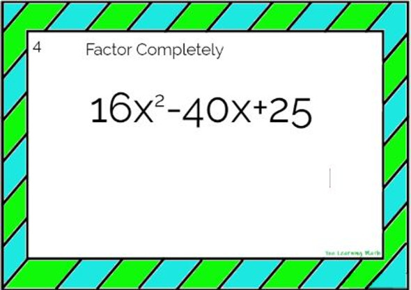 Factoring Special Cases: Google Slides - 20 Problems 