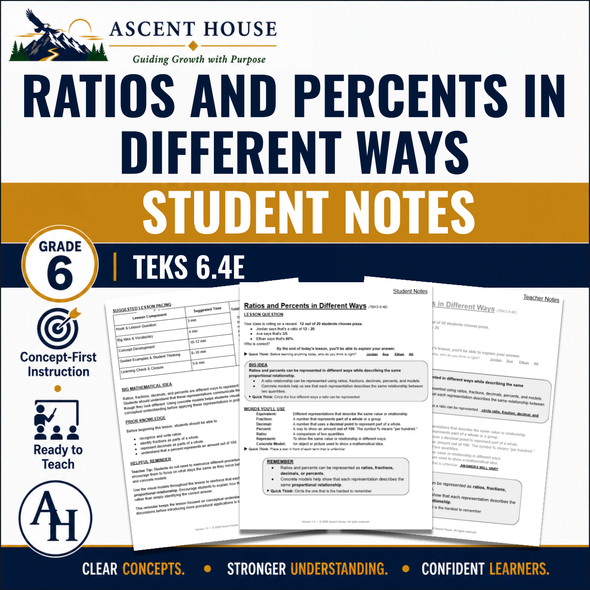 Ratios and Percents in Different Ways Student Notes | Grade 6 Math | TEKS 6.4E