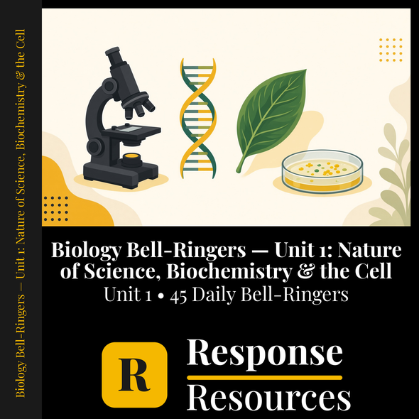 Biology Bell Ringers Unit 1 - 45 Daily Warm-Ups (Grades 9-12)