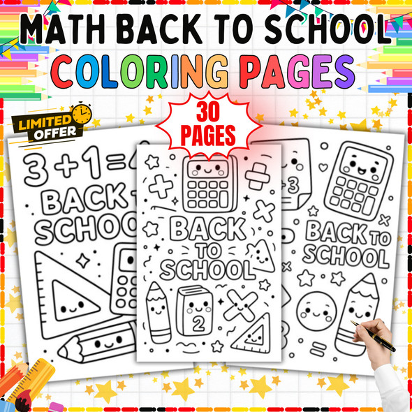 30 Back to School Math Coloring Pages | Elementary Math Activities PDF